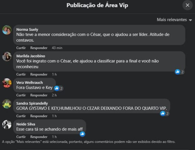 Comentários dos internautas