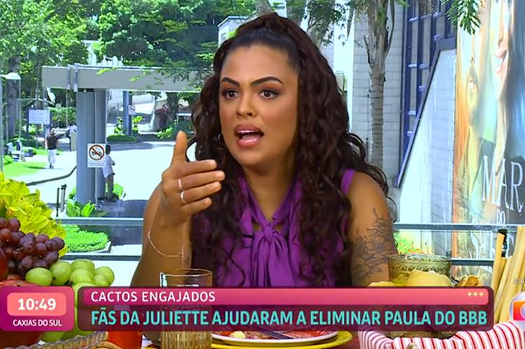 No ‘Mais Você’, Paula explica fala sobre Juliette no BBB23 e afirma: “não foi para diminuir”