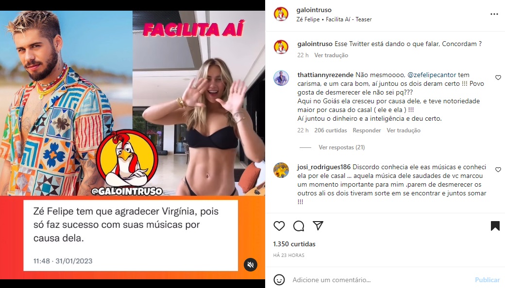 Postagem de Virginia Fonseca e Zé Felipe (Foto: Reprodução instagram)