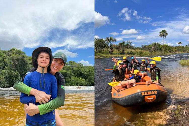 Ana Hickmann leva o filho para praticar rafting pela primeira vez: “Foi maravilhoso”