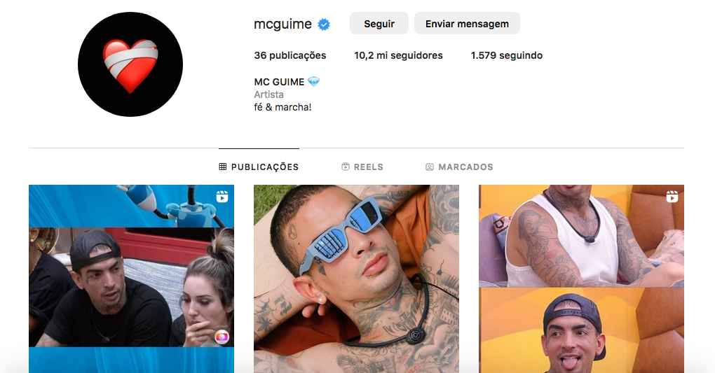 Perfil de MC Guimê no Instagram 
