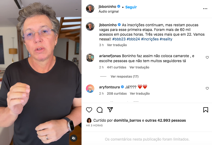 Boninho via instagram