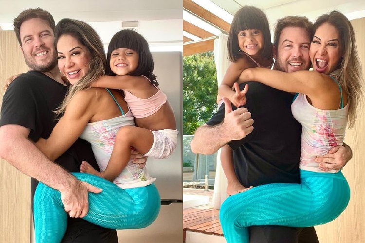 Maíra Cardi é detonada por posar para foto em família com a filha e o novo namorado