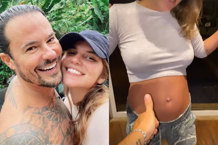 Paulinho Vilhena exibe barriga da noiva Maria Luiza Silveira: “nosso amor, Manoela”
