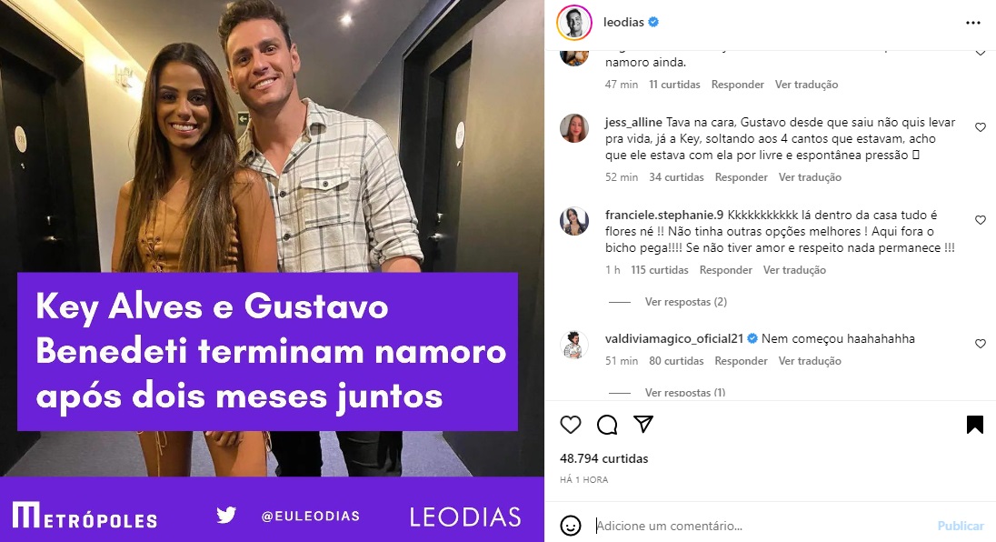 Postagem Key Alves e Gustavo (Foto: Reprodução Instagram)