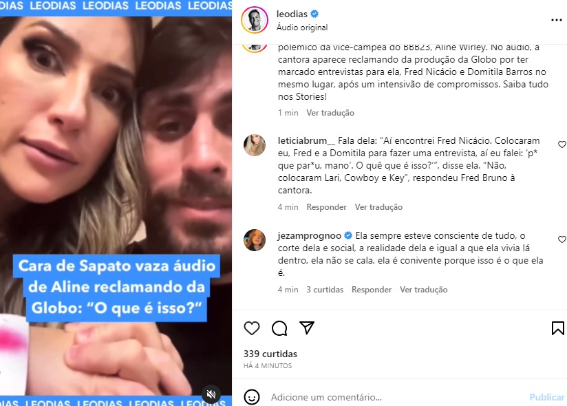 Postagem sobre Aline (Foto: Reprodução Instagram)