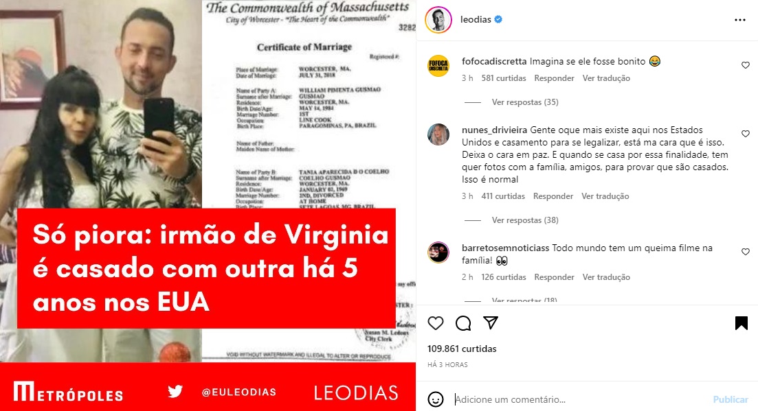 Postagem sobre irmão de Virginia Fonseca (Foto: Reprodução Instagram)