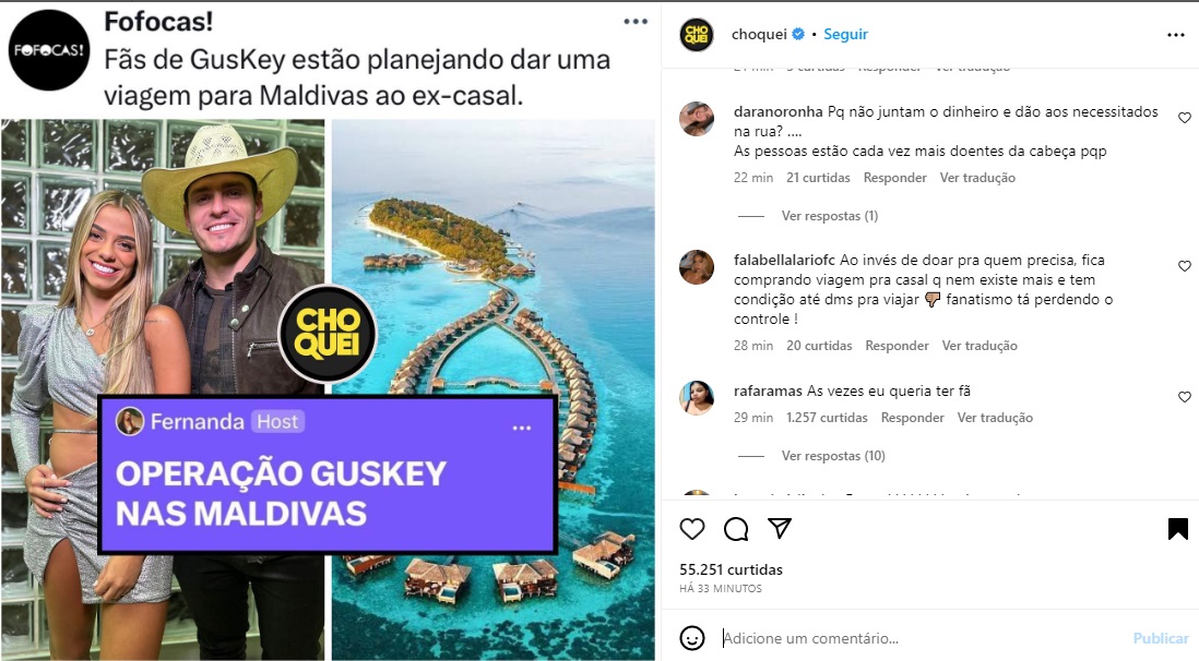 Postagem sobre Key Alves e Gustavo (Foto: Reprodução Instagram)