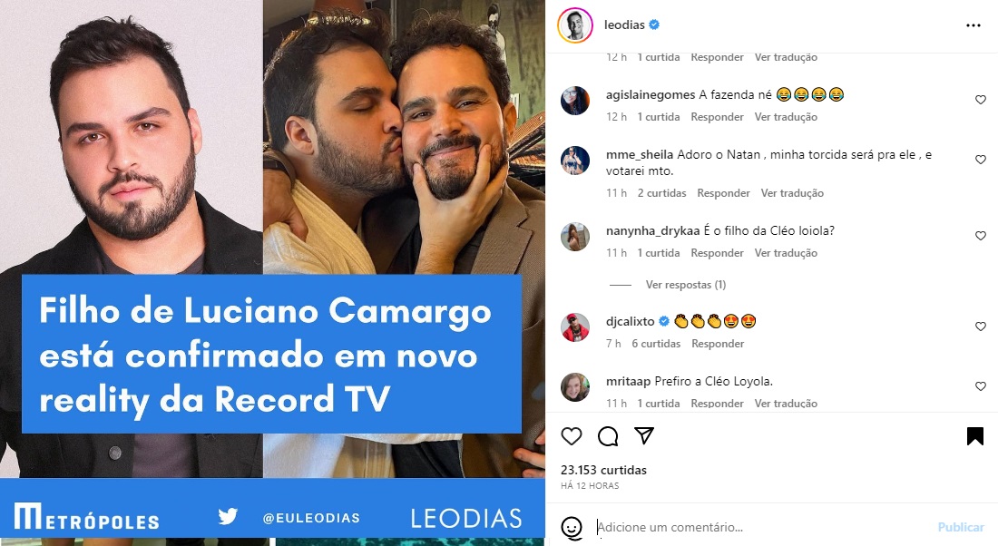 Postagem sobre Nathan Camargo (Foto: Reprodução Instagram)