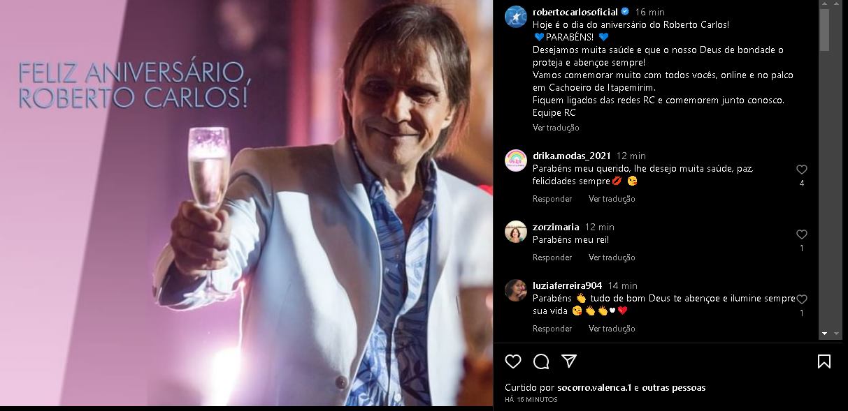 Roberto Carlos comemora 82 anos e faz show em sua cidade natal Área VIP