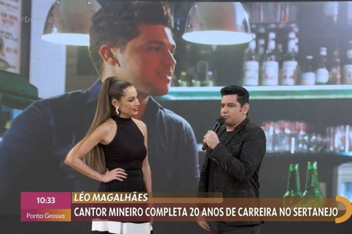 Patrícia Poeta e Léo Magalhães no Encontro