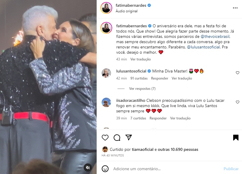 Postagem Fátima Bernardes (Foto: Reprodução Instagram)