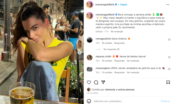 Postagem de Mariana Goldfarb 