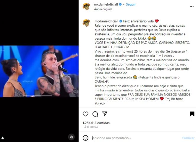 Postagem para Mel Maia (Foto: Reprodução Instagram)