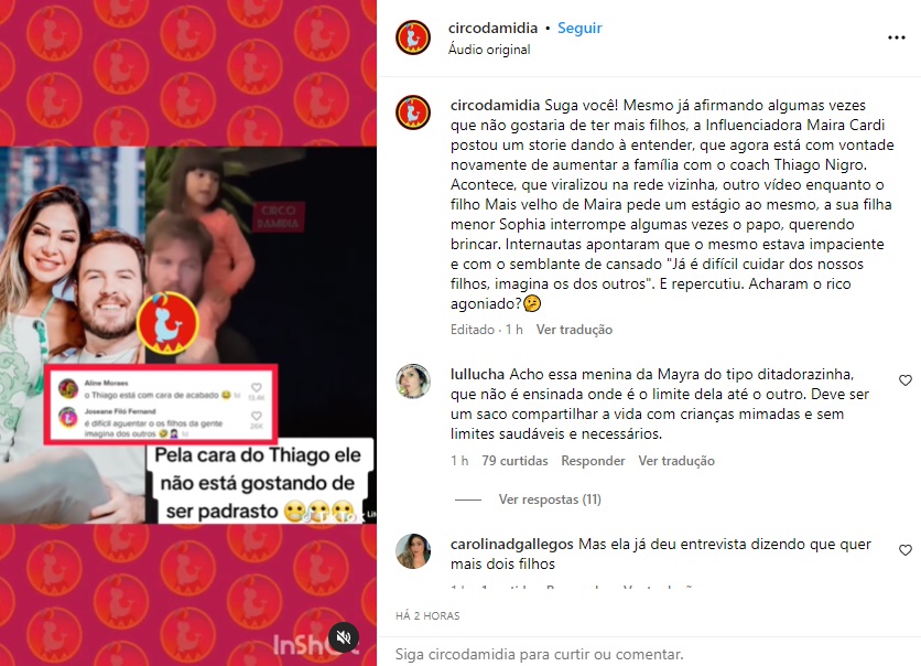 Postagem sobre Maíra Cardi (Foto: Reprodução Instagram)