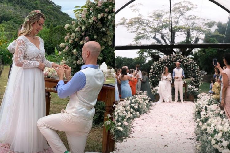 Ex-nadador Xuxa se casa com coach de meditação em cerimônia ao ar livre