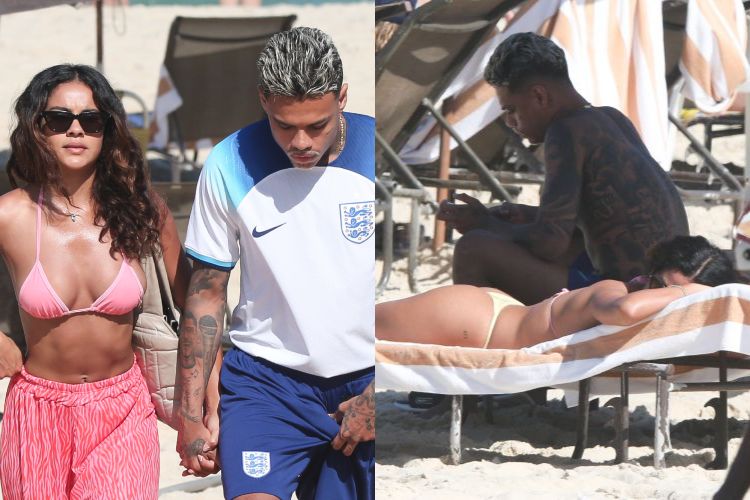 Bella Campos e MC Cabelinho aproveitam dia de folga em praia no Rio de Janeiro