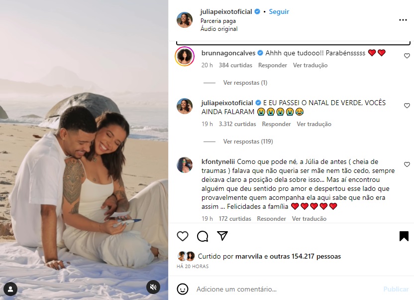 Comentário Brunna Gonçalves (Foto: Reprodução Instagram) Comentário Brunna Gonçalves (Foto: Reprodução Instagram)