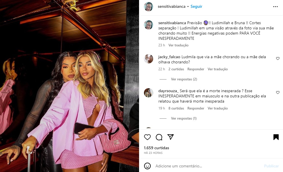 Postagem sobre Ludmilla e Bruna Gonçalves (Foto: Reprodução Instagram)