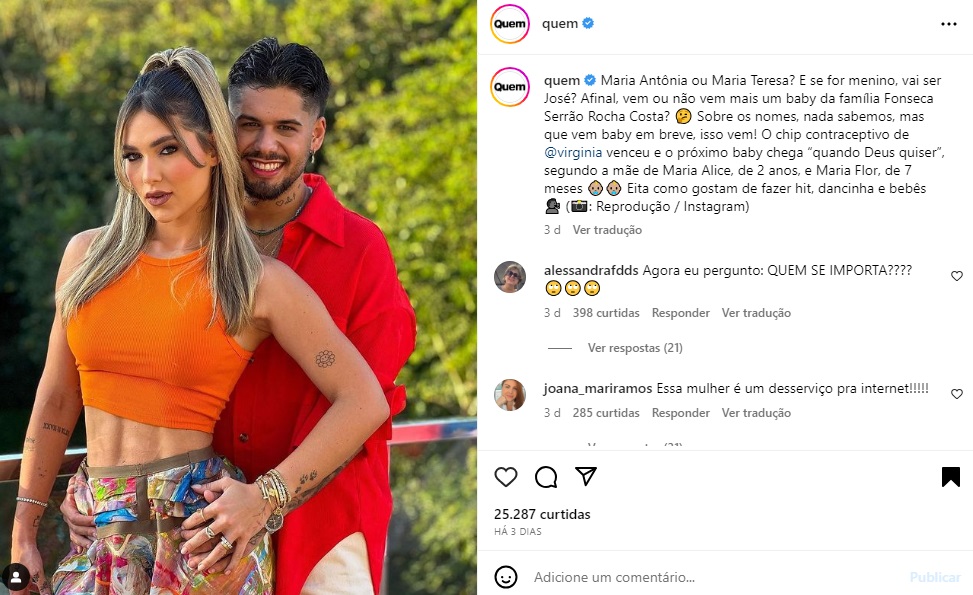 Postagem Virginia Fonseca (Foto: Reprodução Instagram) Postagem Virginia Fonseca (Foto: Reprodução Instagram)
