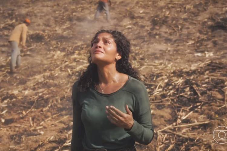 Cena de Aline após incêndio em plantação comove o público de ‘Terra e Paixão’