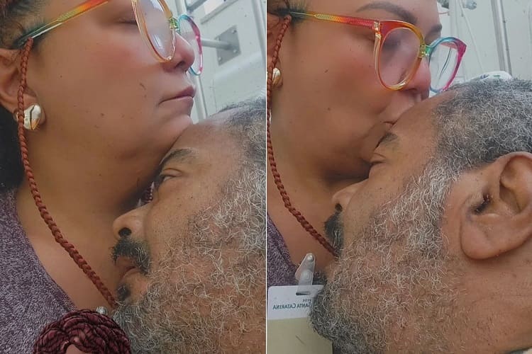De namorado novo, Babi Cruz posa ao lado de Arlindo Cruz em hospital e faz juras de amor ao esposo