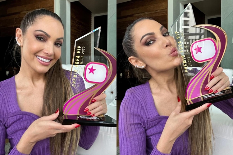 Grata, Patrícia Poeta recebe Troféu do Prêmio Área VIP 2022