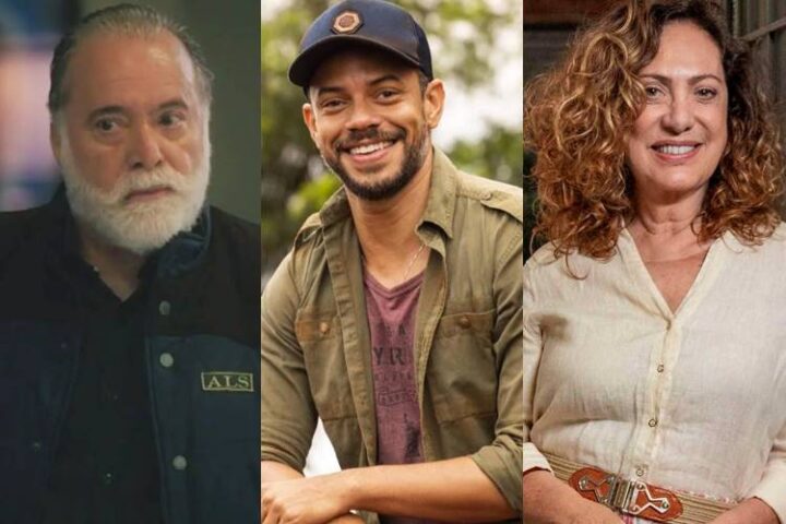 Antônio, Jonatas e Agatha em Terra e Paixão - Fotos: Globo