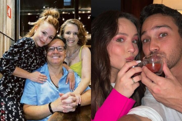 Larissa Manoela e os pais, e André Luiz Frambach