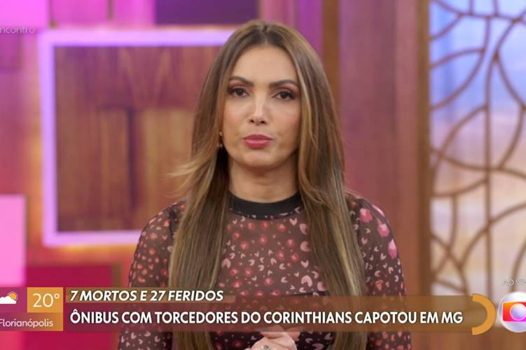 Patrícia Poeta lamenta tragédia ao vivo no ‘Encontro’ envolvendo torcedores do Corinthians
