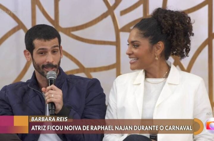 Raphael Najan e Bárbara Reis no Encontro - Foto: TV Globo