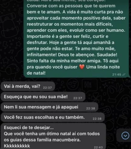 Print de conversa entre Silvana Taques e Larissa Manoela