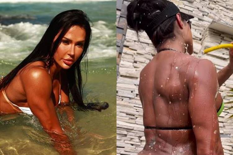 Aos 40 anos, Gracyanne Barbosa ousa ao tomar banho de mangueira e exibe corpão na web