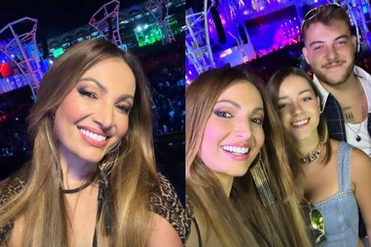 Patrícia Poeta posa com o filho e a nora no The Town: “family”