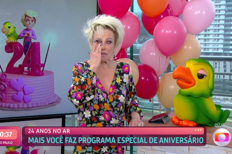 Ana Maria Braga chora ao celebrar os 24 anos do ‘Mais Você’ na Globo