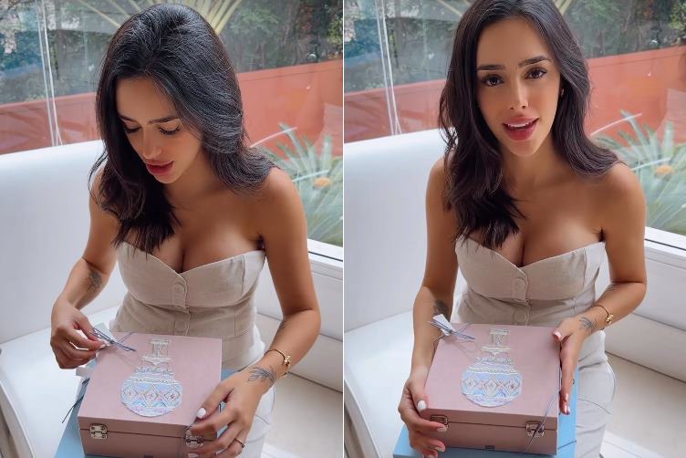 Bruna Biancardi exibe lembrancinhas dadas para quem visita Mavie