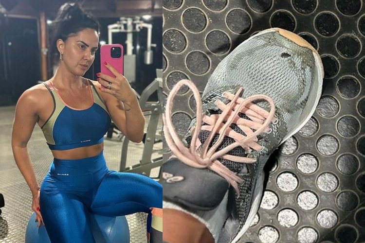 Graciele Lacerda é criticada por sair para malhar com tênis furado: ‘Só pra aparecer’