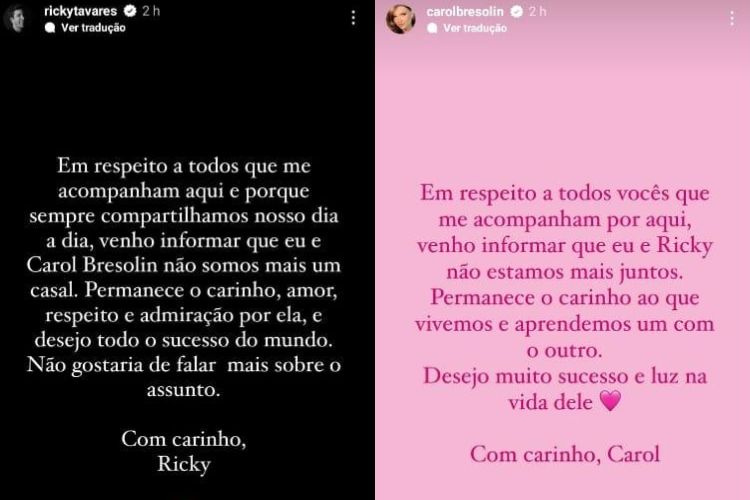 Carol Bresolin e Rick Tavares - Instagram