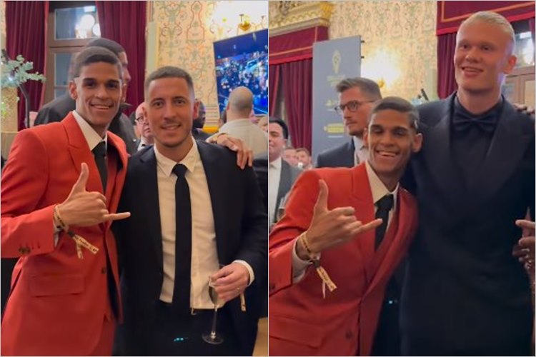 Luva de Pedreiro é tietado por astros do futebol no Bola de Ouro 2023