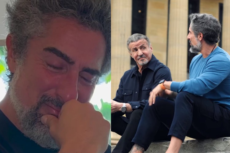 Marcos Mion chora feito criança ao assistir comercial que gravou com o ator Sylvester Stallone