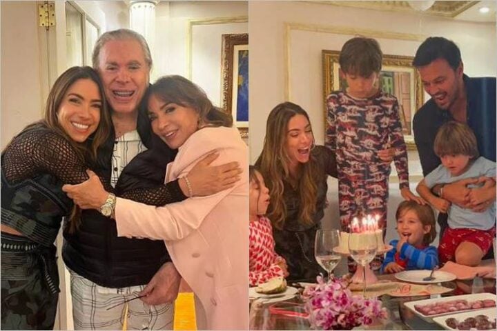 Patrícia Abravanel com Silvio Santos e família