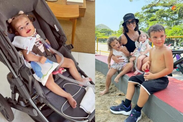 Letícia Cazarré com os filhos