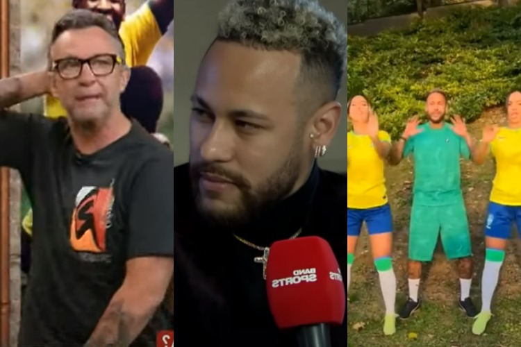 Neto imitando a dancinha de Neymar para provocar a Seleção Brasileira (Reprodução: Band TV)