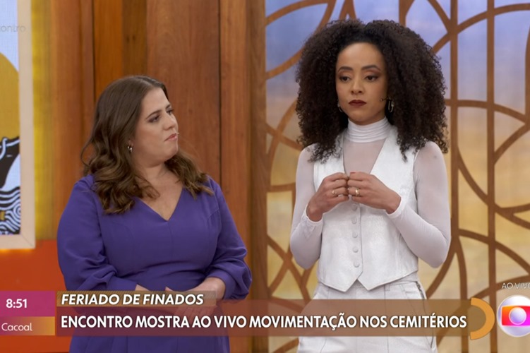 No ‘Encontro’, Valéria Almeida comove Tati Machado com relato sobre o ‘Dia de Finados’