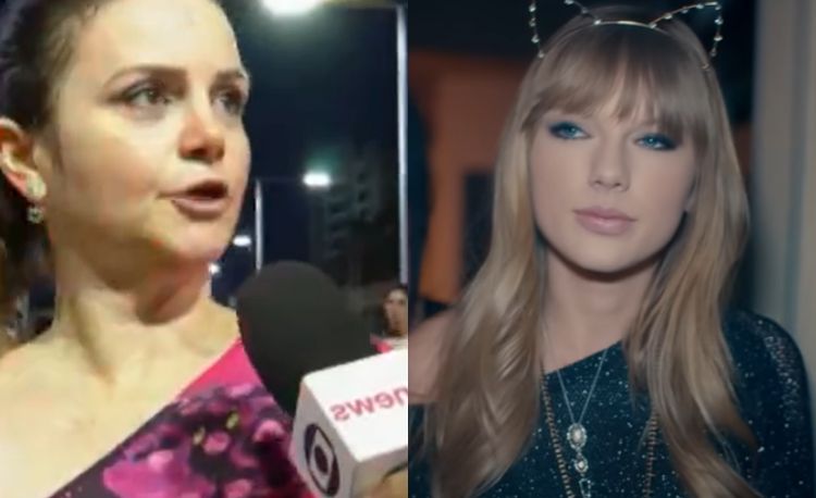 Mãe de uma fã da Taylor Swift concedendo uma entrevista ao vivo para a GloboNews (Reprodução: GloboNews/Youtube)