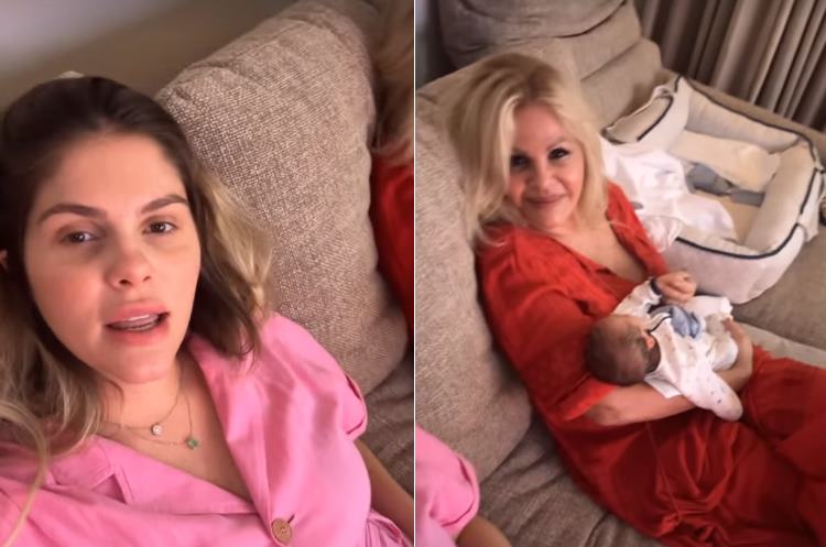 Bárbara Evans exibe momento em que Monique Evans conhece os netos gêmeos