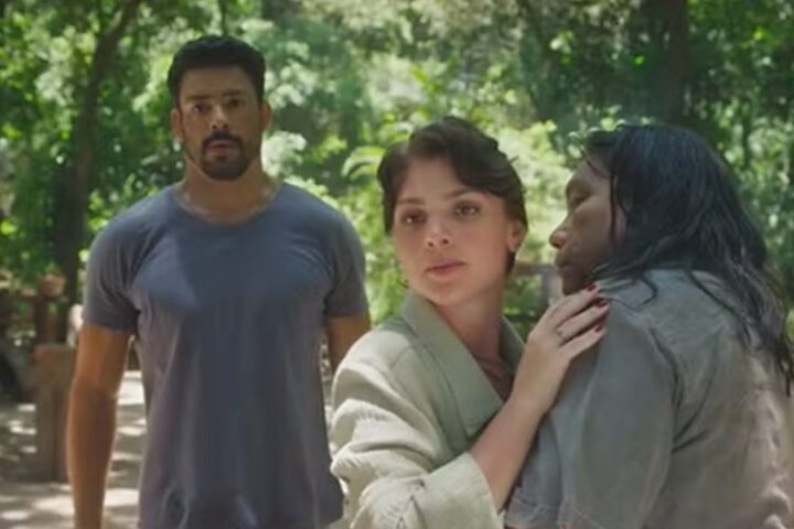 Caio, Petra e Jurecê em Terra e Paixão