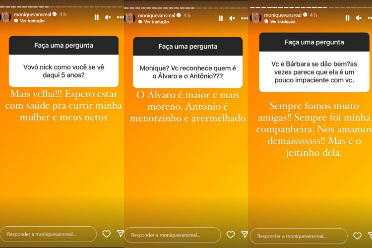 Monique Evans respondendo as perguntas dos fãs (Reprodução; Instagram)