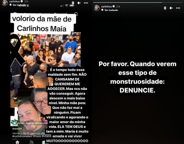 Os stories de Carlinhos sobre o assunto (Reprodução: Instagram)