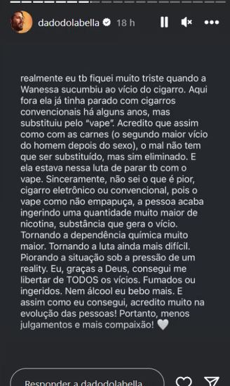 A defesa de dado (Reprodução: Instagram)